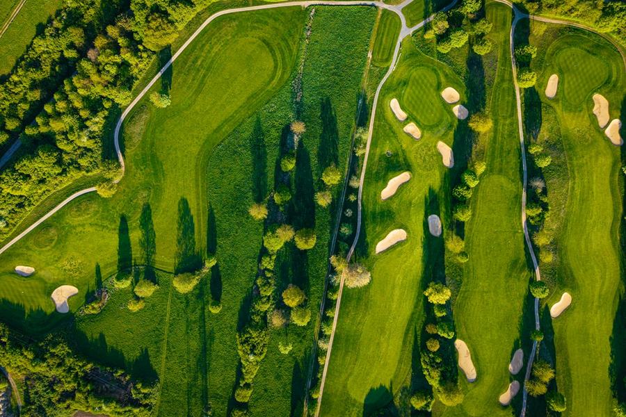 Aerial view of a golf course