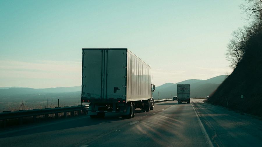 Semi trucks on a highway